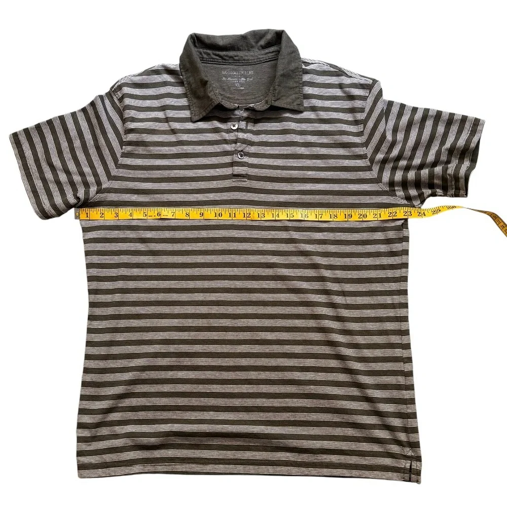 Banana Republic Army Green & White Striped Polo Shirt Men's‎ XL